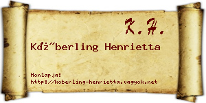 Köberling Henrietta névjegykártya